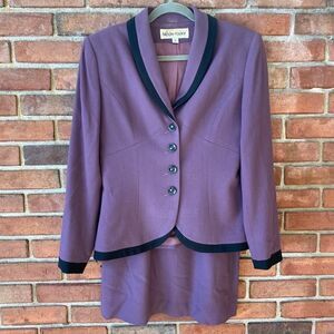 Nicole Taylor Wool Blazer and Skirt Suit Set Purple 8